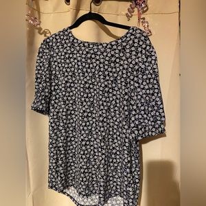 Black and white floral blouse